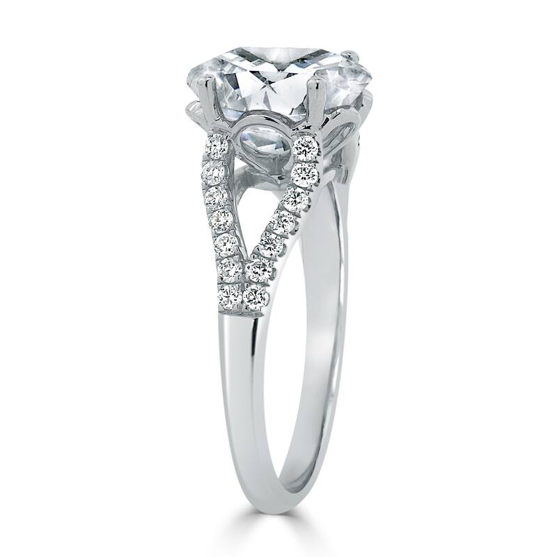 Auriya 14k Gold 2 1/4ct TW Modern Oval Moissanite and Diamond Engagement Ring 1/3cttw