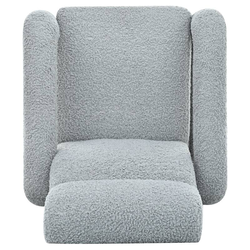 Push Back Recliner Armchair, 31.25" Teddy Upholstered Single Sofa Chair with 3-Position Adjustable Backrest for Living Room
