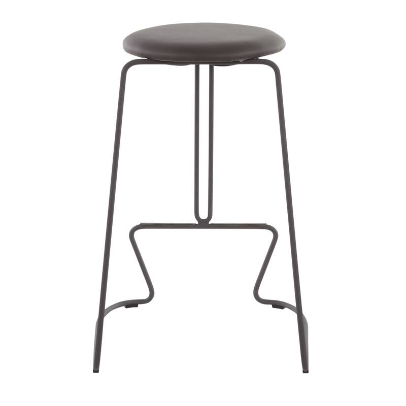 Finn Contemporary Counter Stool in Grey Steel and Light Grey Fabric - Set of 2 - 19.5"Lx18"Wx25.75"H