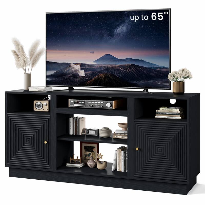 59'' TV Stand for TVs Up to 65'' with Storage and Adjustable Shelves - n/a