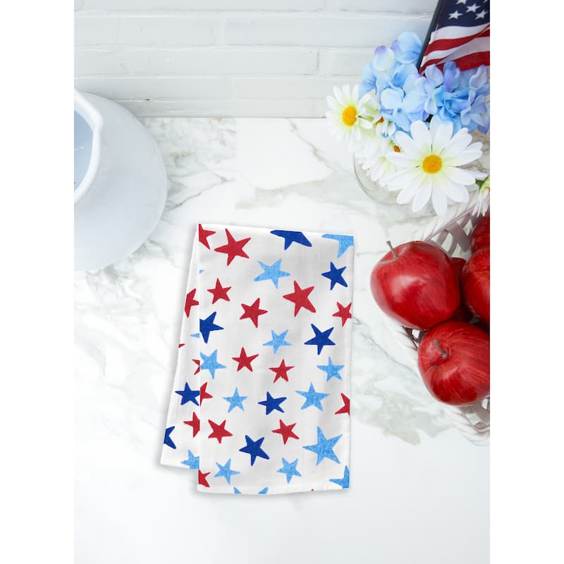 Red White and Blue Stars & Stripes Kitchen Towel Set of 2
