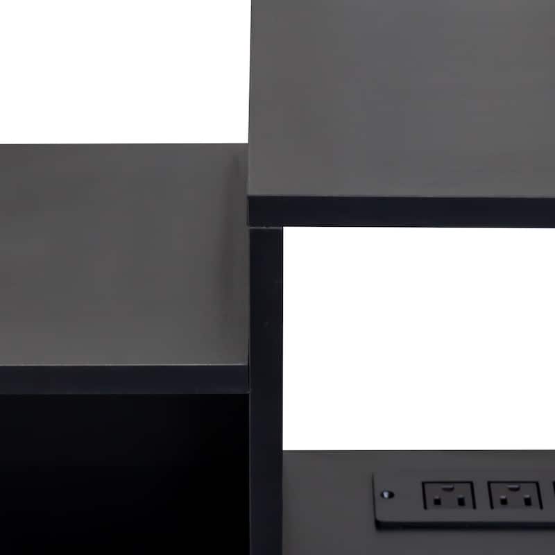 65.35-Inch Wall-Mounted Floating TV Stand – 20-Color RGB LED Backlighting & Built-in Wireless Charging Station