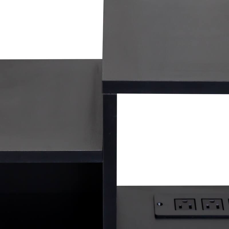 GDF Studio - Kate Modern 65.35" Wide Floating Wall-Mounted TV Stand with LED Lights and Charging Station