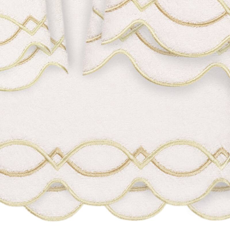 Authentic Hotel and Spa 100% Turkish Cotton DIAMOND CHAIN Scallop Embellished Towel Collection