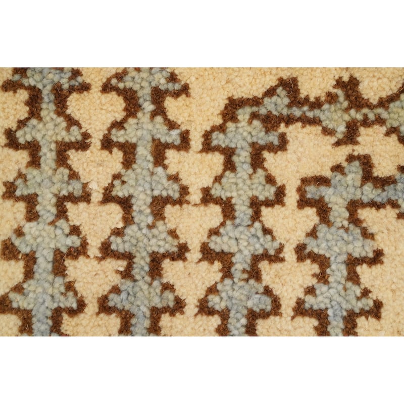 Hand Knotted Oriental 100% Wool Carpet Transitional All-Over Beige & Ivories Oushak Area Rug - 10' 2'' X 7' 9''