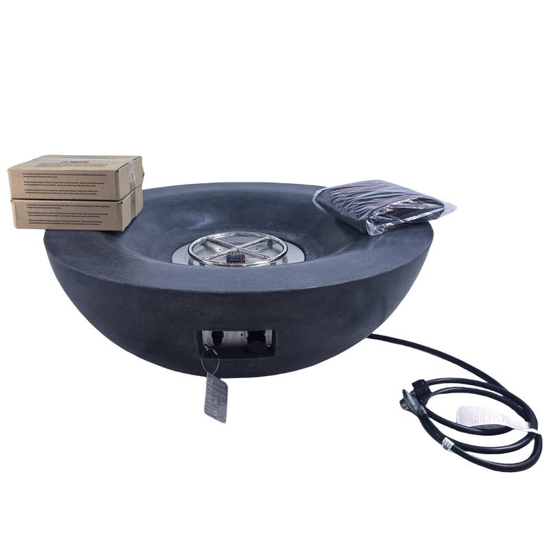 42 Inch Outdoor Concrete Propane Gas Fire Pit Bowl in Antique White Color