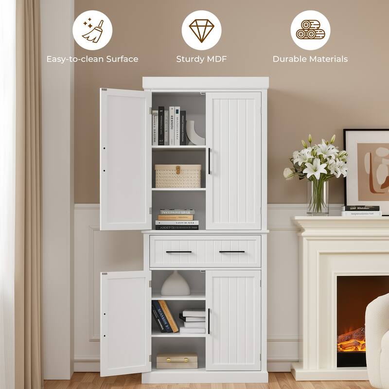 Yaheetech Wooden Kitchen Pantry Storage Cabinet with Doors and Shelves