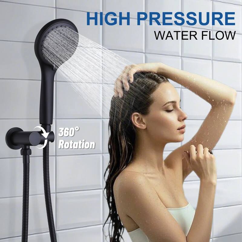 Solid Brass Pressure Balanced Bathroom Shower Faucet Set with 5-Function Rain Shower Head