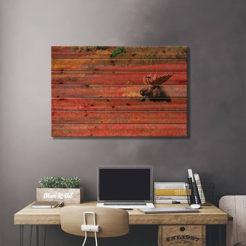 Bull Moose, Denali National Park & Preserve, Alaska, USA Print On Wood by Dee Ann Pederson - Multi-Color