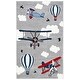 preview thumbnail 18 of 29, SAFAVIEH Carousel Kids Rudolfina Airplane Rug 2' x 3' - Light Grey/Red