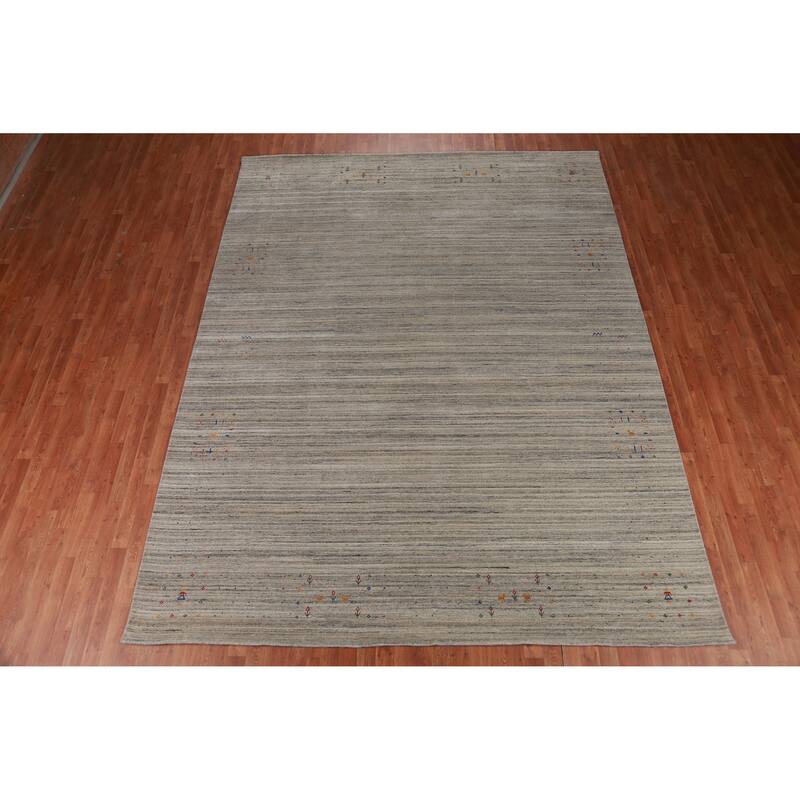 Striped Gabbeh Indian Area Rug Tribal Handmade Wool Carpet - 9'1" x 11'9"