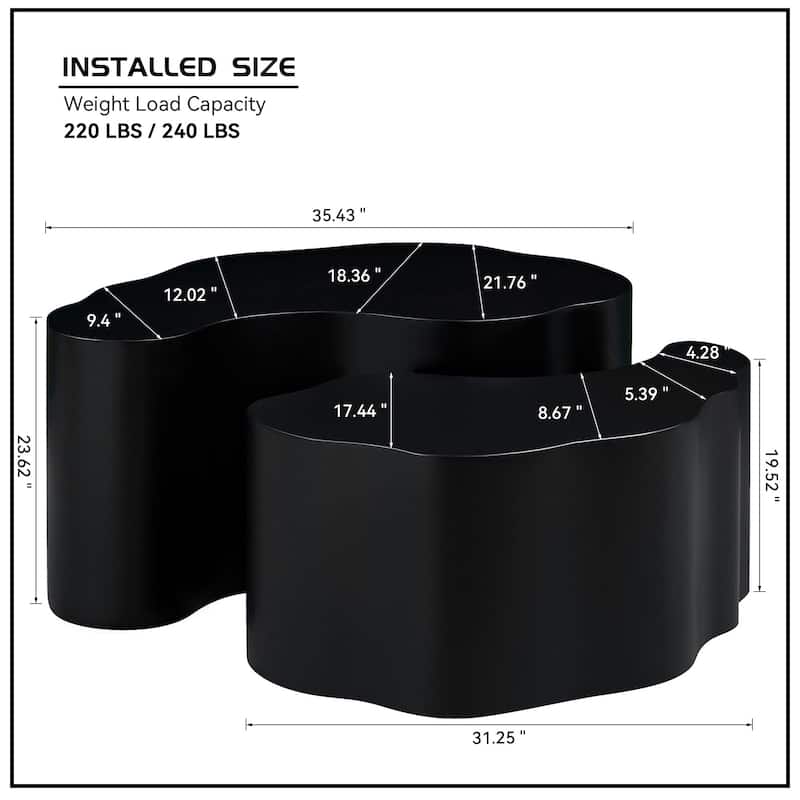 Irregular Coffee Tables Set of 2, Modern Unique Shape Accent Tables