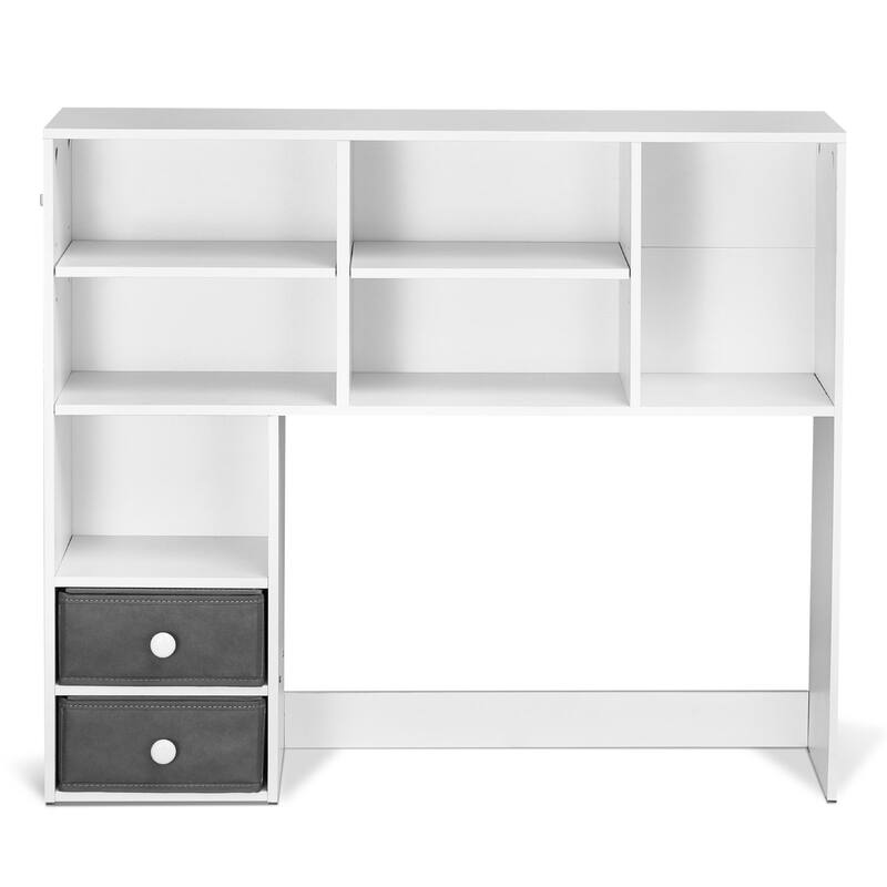Particle Board Desktop Bookshelf Hutch, 3-Shelf Organizer and Office Storage Rack - 37.0" L x 10.0" W x 31.1" H