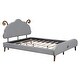 preview thumbnail 12 of 25, Full Size Upholstered Platform Bed with Sheep-Shaped Headboard For Kids