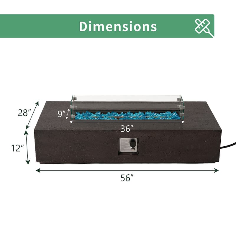 COSIEST Outdoor 56-Inch Rectangular Propane Fire Pit