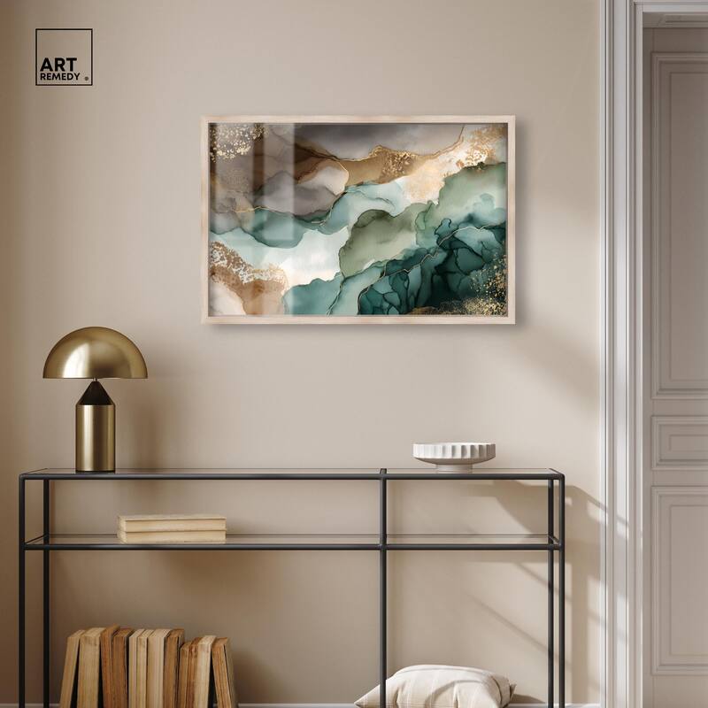 Golden Estuary I Shadowbox by Art Remedy