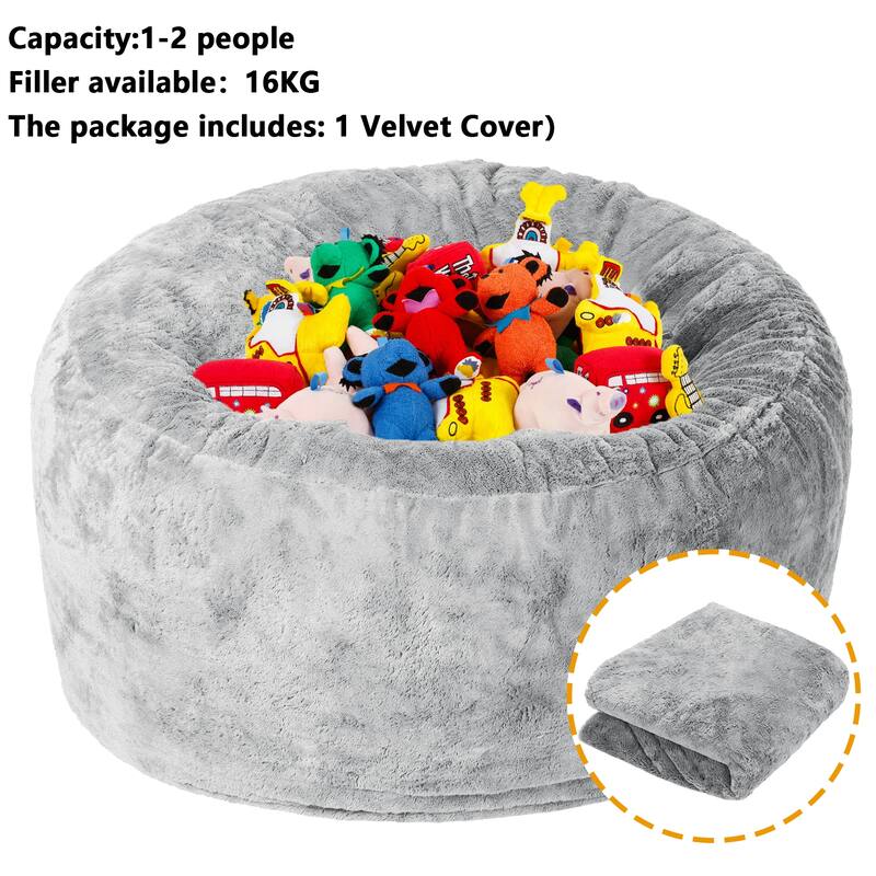 Storage Bean Bag Chair Cover (No Filler) for Kids and Adults, Soft Stuffable Bean Bag for Organizing Children Plush Toys