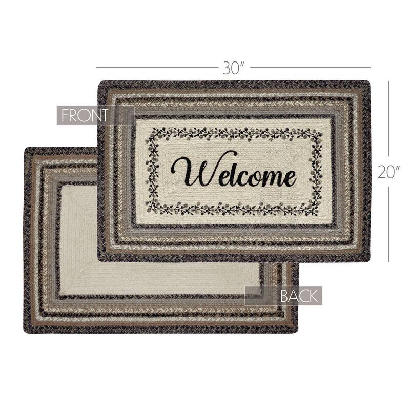 Floral Vine Jute Rug Rect Welcome w/ Pad 20x30