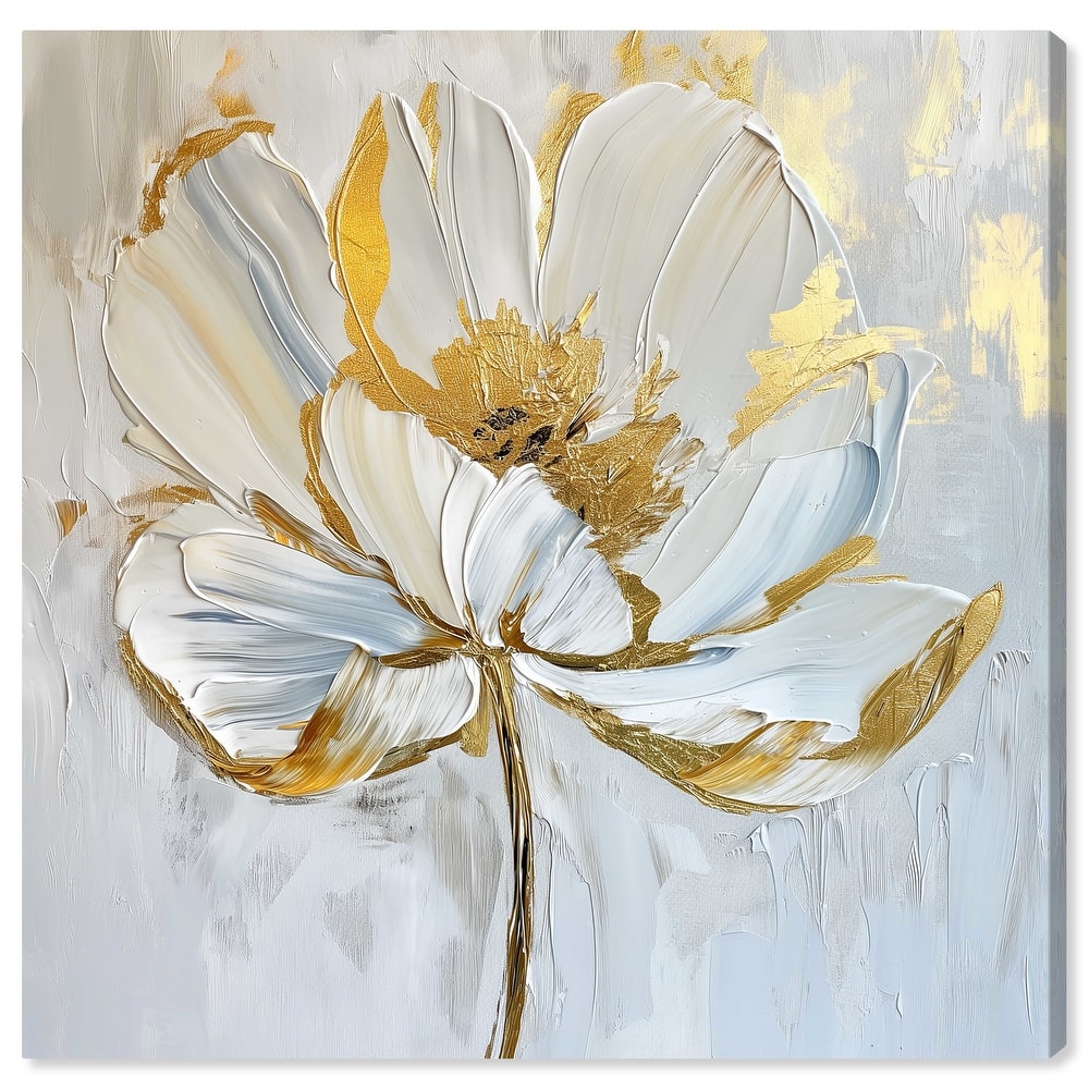 Art Remedy Gold Magnolia II Floral Fine 1 Piece Canvas Wall Art