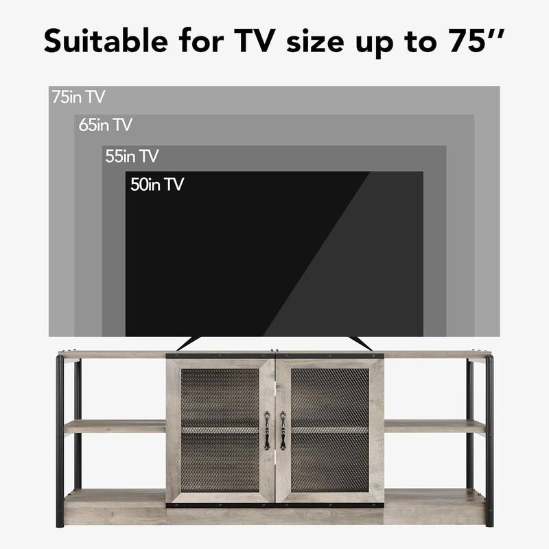 Farmhouse TV Stand, with Double Mesh Doors