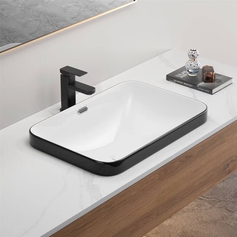 Ceramic Undermount Bathroom Sink White Porcelain Vessel Basin