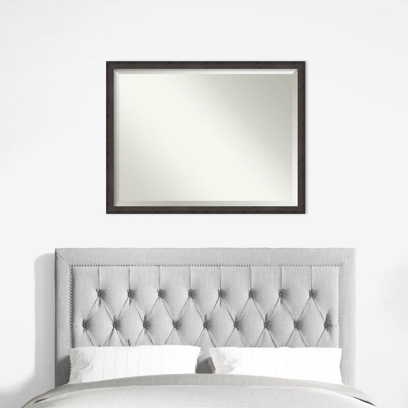 Dappled Narrow Beveled Wood Framed Wall Mirror