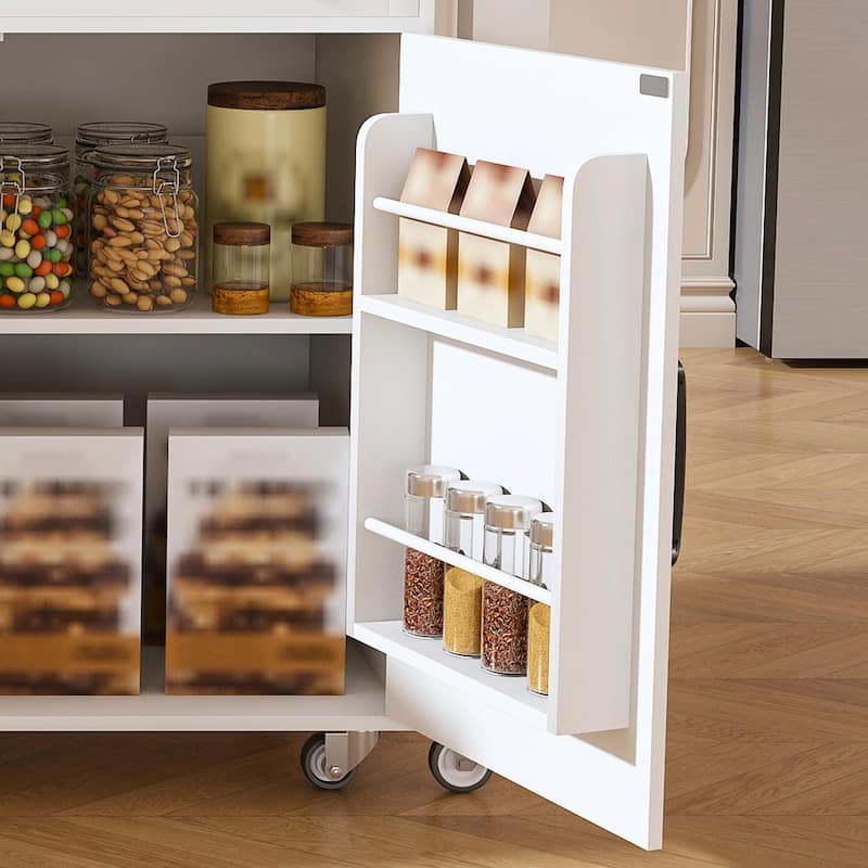 Kitchen Island Cart with Extendable Table, Wheels, Drop Leaf & Storage