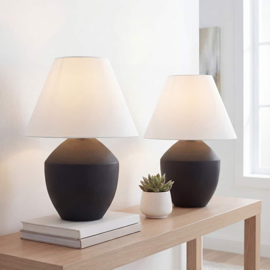 Ralf 20.5" Minimalist Scandinavian Resin/Iron LED Table Lamp (Set of 2), by JONATHAN Y