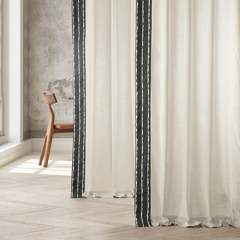 Exclusive Fabrics Sharkskin Bordered Cotton Semi Sheer Curtains (1 Panel)