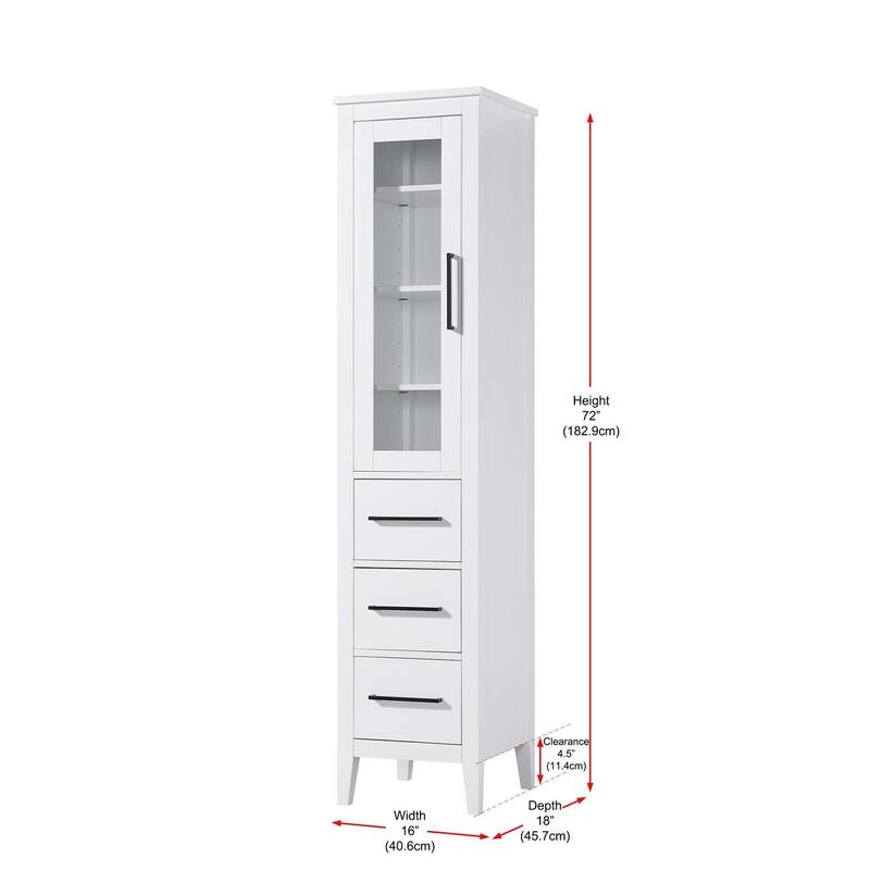 Laura 16-28 Inch Bath Storage Glass Cabinet