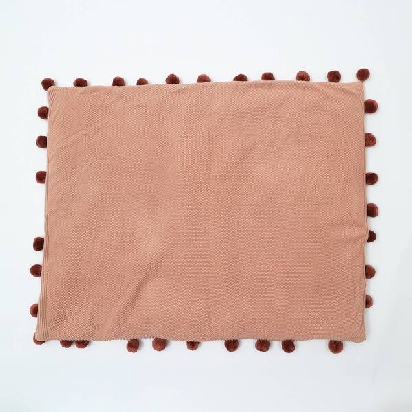 slide 1 of 1, Expobazaar Cotton Knitted Playmat with Pom Pom (Dusty Pink) - Pink - N/A