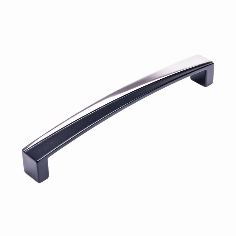RK International Trumbull 8 Inch Center to Center Handle Cabinet Pull - Polished Nickel with Black