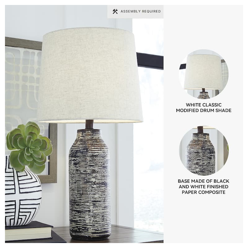 Mahima Paper 26 Inch Table Lamp - Black and White