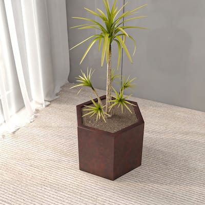 Thicket Hexagonal Lightweight Urn Fiberstone MgO Planter Pot with Drainage for Indoor Outdoor Home Office Porch Yard Garden