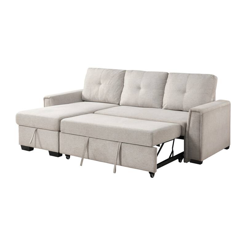 Darla 93" Textured 2-Piece Sectional Sofa with Chaise and Pull-out Bed