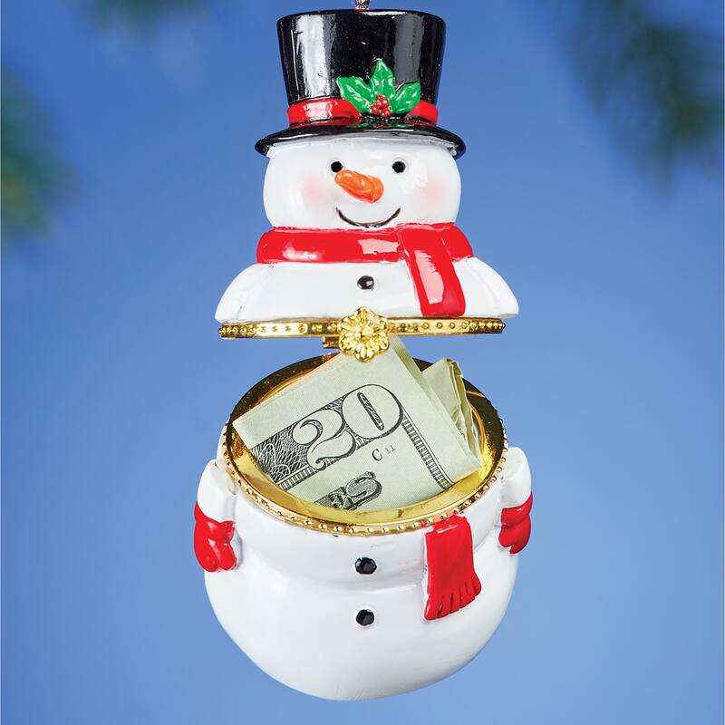 Hand Painted Holiday Trinket Box Ornament - 5.000 x 3.800 x 3.250