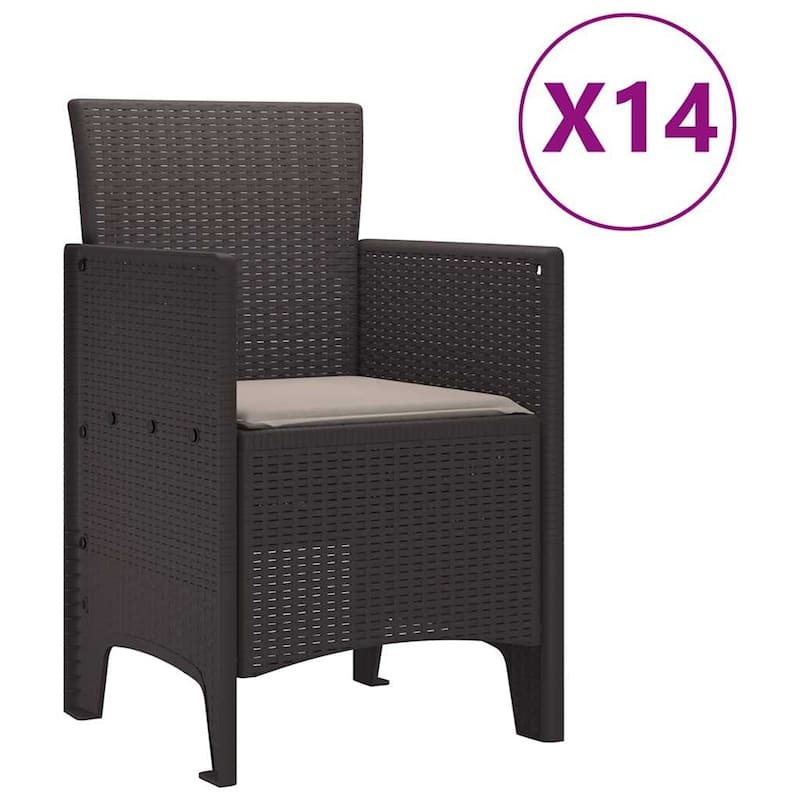 vidaXL Garden Dining Set 15/17 pcs Anthracite/Brown Polt rattan - 400 x 100 x 73 cm