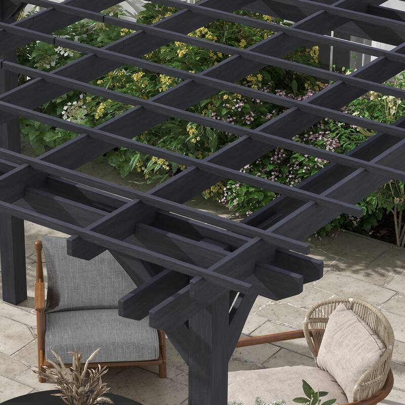 Outsunny 12' x 10' Outdoor Pergola, Wood Gazebo Grape Trellis with Stable Structure for Garden, Patio, Backyard, Deck