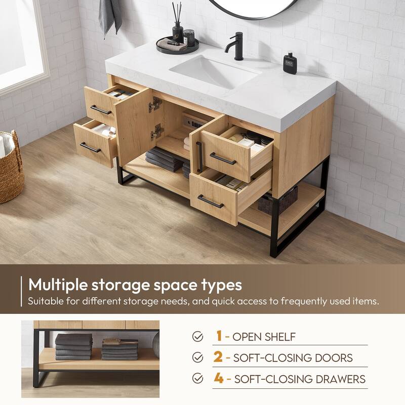 Kolkata Bathroom Vanity in Weathered Oak without Mirror