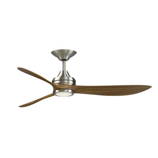 slide 2 of 4, Fanimation Aviara 60 inch Indoor/Outdoor Smart Ceiling Fan with LED CCT Select Light Kit and Remote 60 Inches - Brushed Nickel - Koa Blades