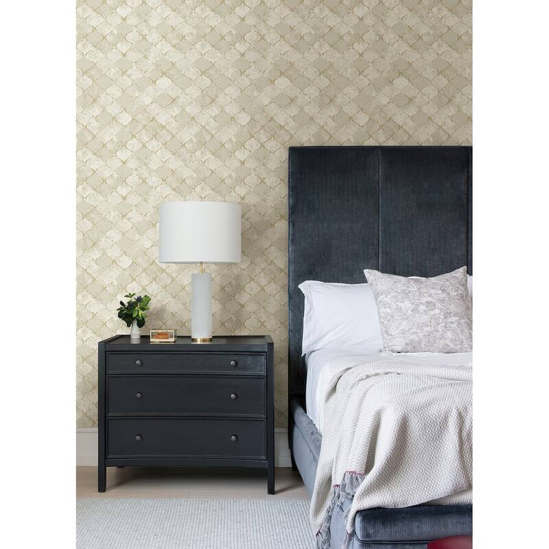A-Street Prints Pilak Gold Ogee Tile Wallpaper
