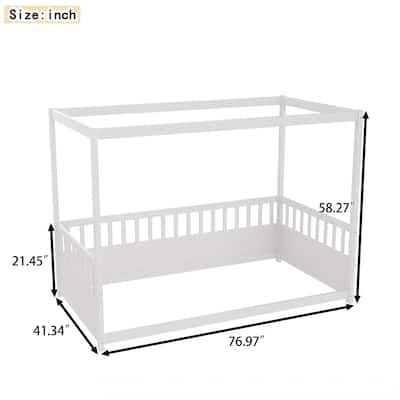 Twin Size Canopy Bed Frame with Guardrails