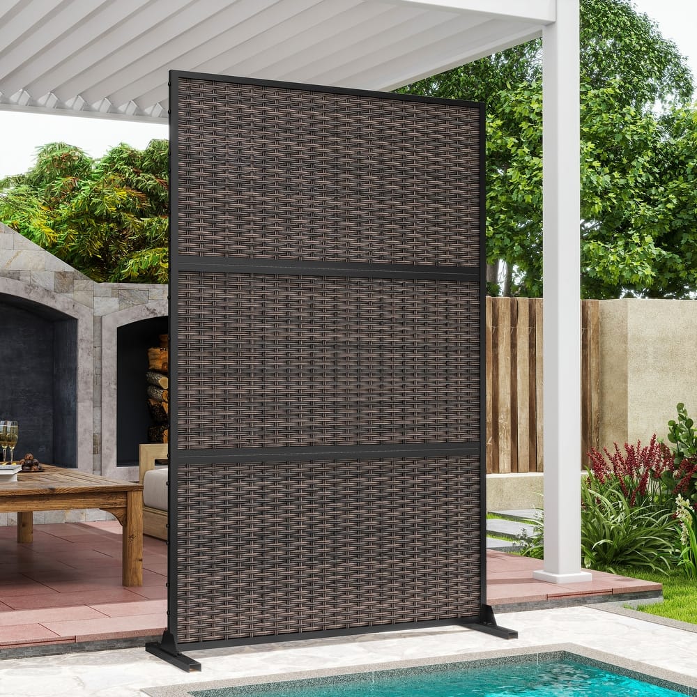 Outdoor Privacy Screen with Stand for Patio Garden Metal Fence