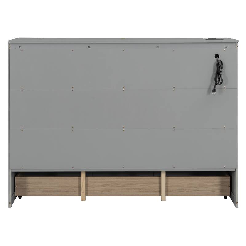 Roomfitters Queen Size Murphy Bed with Large Storage Drawer and USB Ports