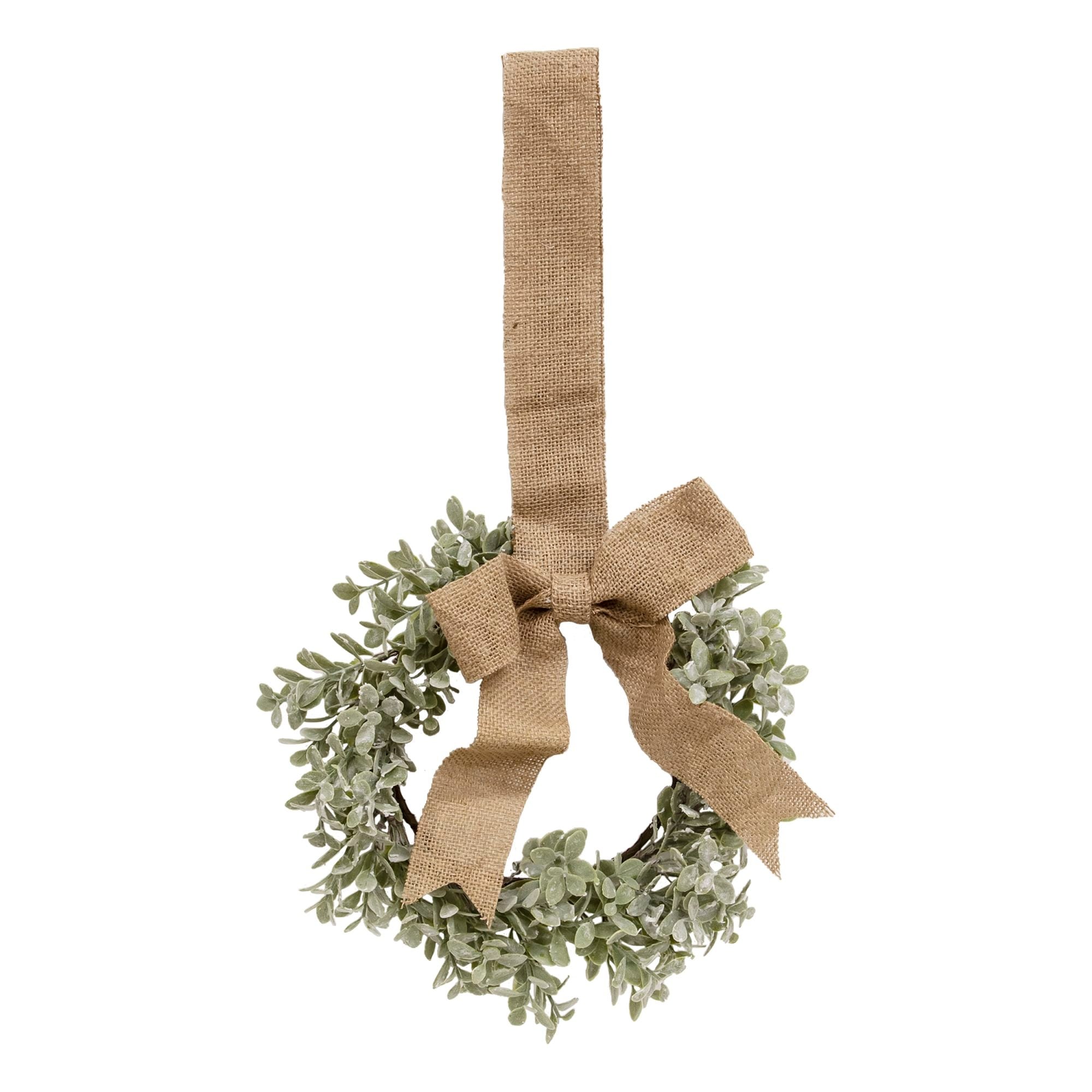 Ombre Boxwood Wreath w/Burlap Bow - Green