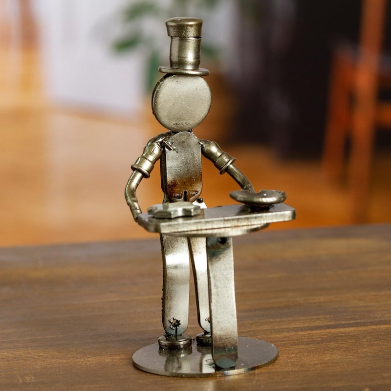 Novica Handmade Eco-Friendly Taste Recycled Metal Statuette