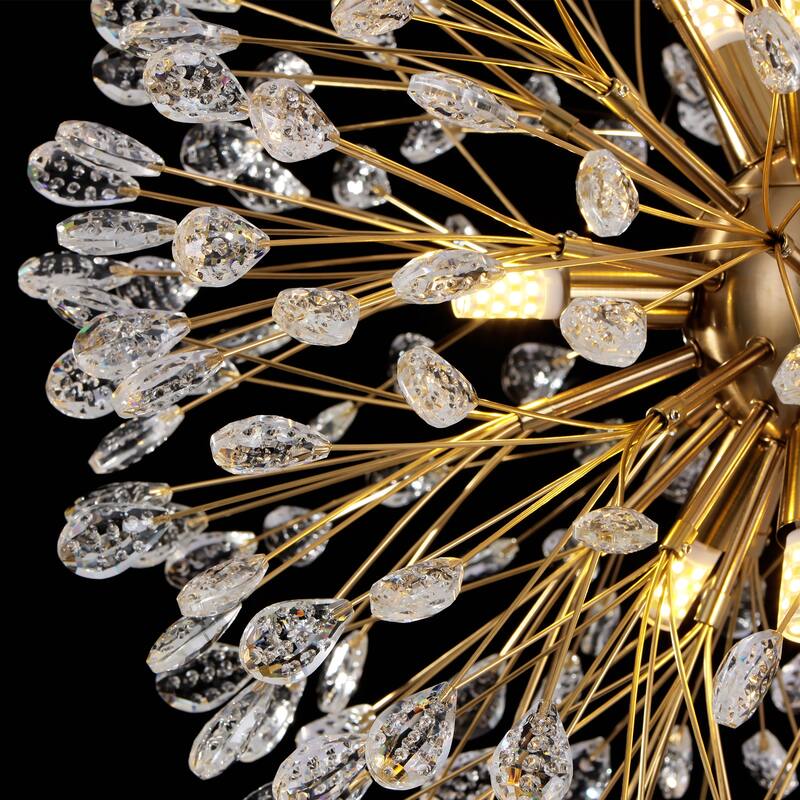 9/12-Light Modern Glam Linear Sputnik Starburst Beaded Crystal Chandelier Firework Kitchen Island Pendant