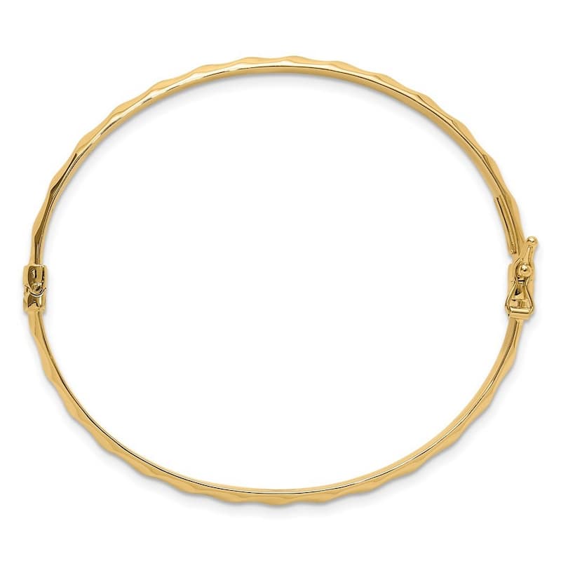 Curata 10k Yellow Gold 4mm Polished Twisted Hinged Bangle Bracelet