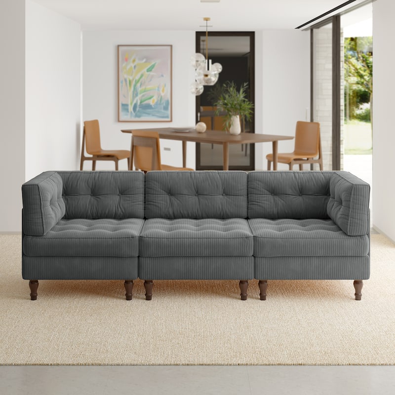 Oversized Modular Sectional Corduroy Fabric Tufted Sofa