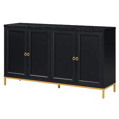 Modern Sideboard Buffet Cabinet with 4 Doors, Retro Accent Storage Cabinet with Adjustable Shelf for Living Room Dining Room